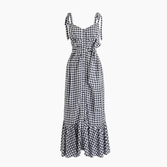 J. Crew Dresses & Skirts - J. Crew Gingham Midi Ruffle Hem Dress!